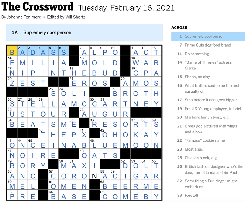 1 Across: Badass