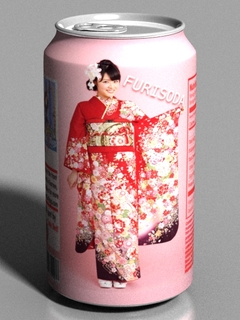 CG 'Furi-Soda' soda-can using an image texture of a model from the internet.